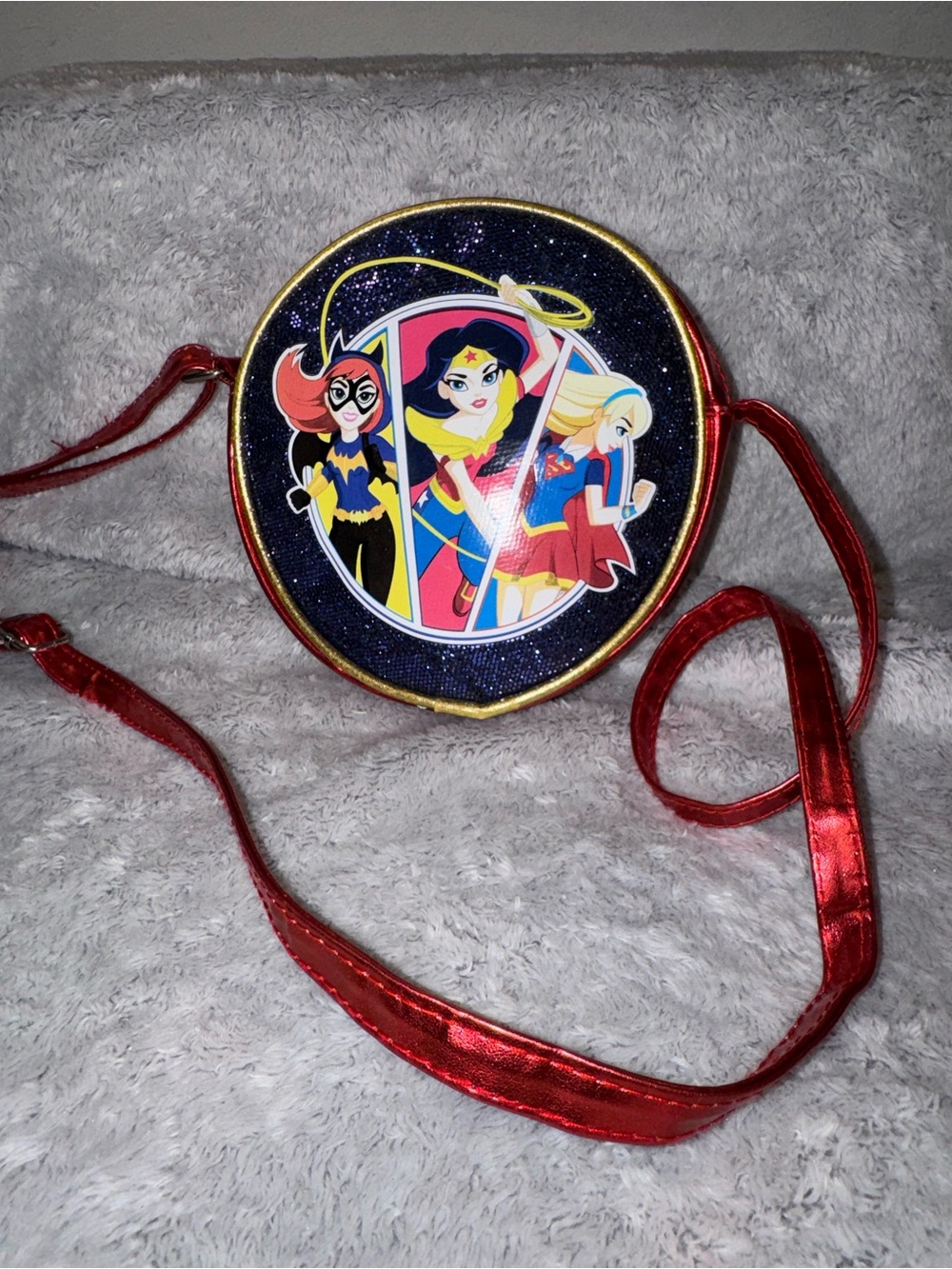 DC Super Hero Girls Round Metallic Crossbody Purse